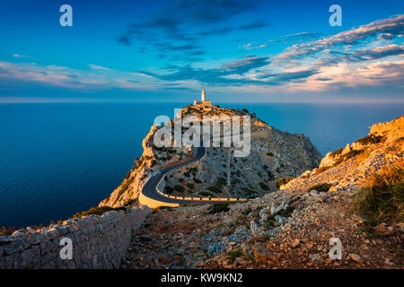 Lighthouse of Cap de Formentor Mallorca Spain around Sunset Stock Photo