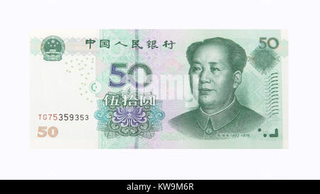 The front of a 50 Yuan Chinese Bank Note Stock Photo