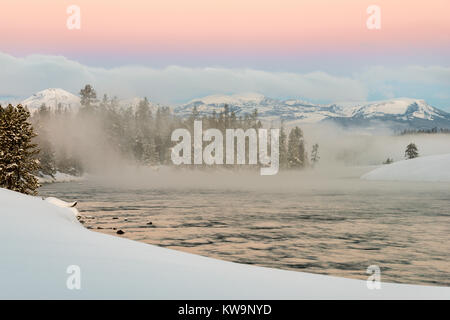 Alpenglow, Madison River, Yellowstone NP, WY, USA, by Bill Lea/Dembinsky Photo Assoc Stock Photo