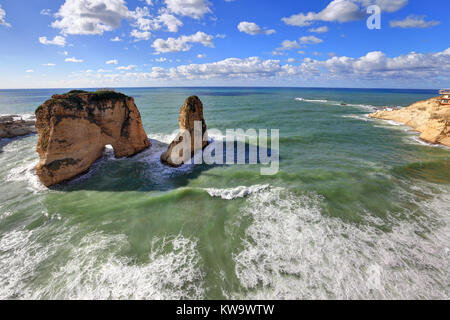 Pigeon Rocks, Beirut - Lebanon Stock Photo