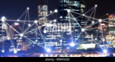 Background conceptual image with social connection lines on dark backdrop Stock Photo