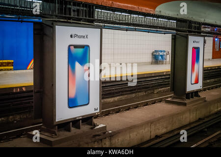 apple iphone advertisements in toronto subway station Stock Photo