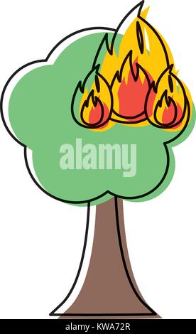 Burning tree cartoon Stock Vector