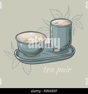 tea pair Stock Vector