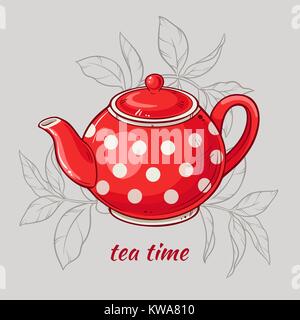 teapot red Stock Vector