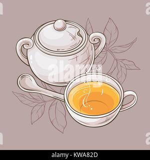 cup of tea and sugar bowl Stock Vector