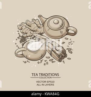 masala tea Stock Vector