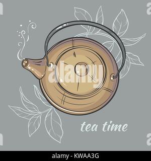 Teapot on grey background Stock Vector