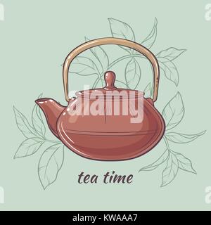 Teapot on color background Stock Vector
