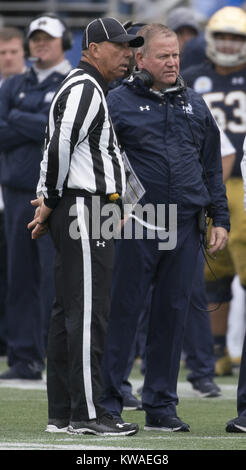 January 1, 2018 - January 1, 2018- Orlando, Florida, U.S.-Notre Dame head coach BRIAN KELLY awaits a officials review in the first half of the Florida Citrus Bowl at Camping World Stadium. Credit: Jerome Hicks/ZUMA Wire/Alamy Live News Stock Photo