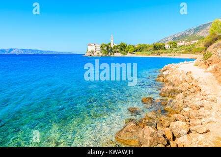 Beautiful path along coast of Brac island near Bol town, Croatia Stock Photo