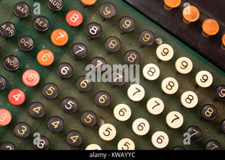 Keyboard of an early 20th century Burroughs adding machine ca: 1911-1913 Stock Photo