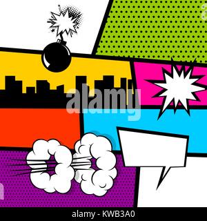 Pop art comic book colored backdrop Stock Vector