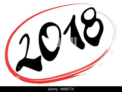 2018 in red ellipse Stock Vector