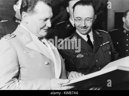 Hermann Goering and Heinrich Himmler, smiling during birthday celebrations for Goring. Jan. 12, 1941. (BSLOC 2014 10 173) Stock Photo