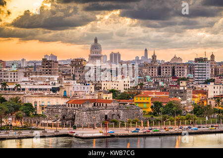 Havana, Cuba old town skyline. Stock Photo