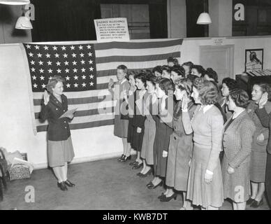 43 women, all American Citizens residing in London, are sworn into the U.S. Women's Army Corps. Oct. 16, 1944. World War 2. (BSLOC 2014 10 195) Stock Photo