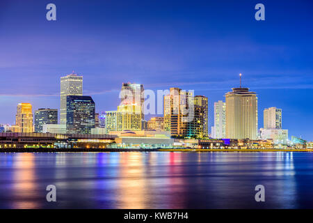 New Orleans, Louisiana, USA night skyline on the Mississippi River. Stock Photo