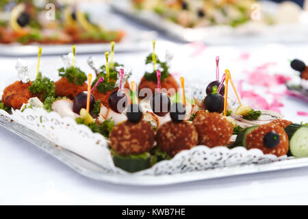 Meals on a white plates. Stock Photo