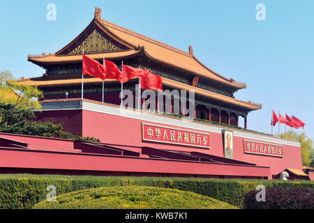 Tiananmen square Gate of Heavenly Peace, site of founding of People's Republic of China by Mao Zedong - Beijing Stock Photo