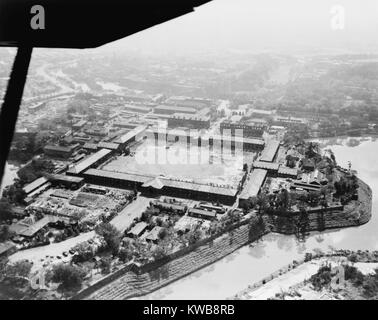 Aerial view of the Imperial Palace grounds in Tokyo, Japan, in 1945. World War 2. (BSLOC 2014 10 119) Stock Photo