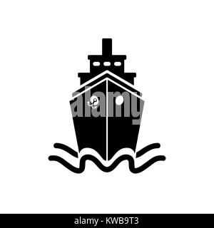 Ship icon in flat style. Black pictogram on white Stock Vector