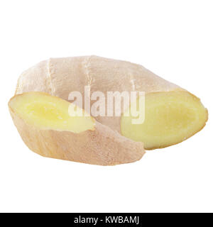 Isolated Ginger root. Two pieces ginger root isolated on white background with clipping path for package design. Stock Photo