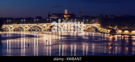 Pont Neuf and Basilica of St. Sernin in Toulouse. Toulouse, Occitanie, France. Stock Photo