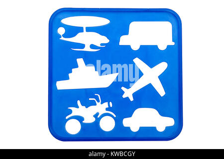 Transport stencil shapes on a blue background Stock Photo