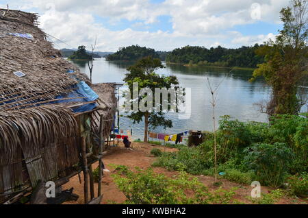 Indigenous peoples' village on Royal Belum Island Perak, Malaysia Stock Photo