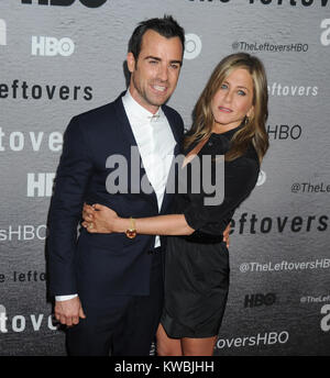 NEW YORK, NY - JUNE 23: Justin Theroux, Jennifer Aniston attends 'The Leftovers' premiere at NYU Skirball Center on June 23, 2014 in New York City   People:  Justin Theroux, Jennifer Aniston Stock Photo
