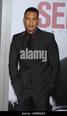 NEW YORK, NY - DECEMBER 14:Trai Byers attends the 'Selma' New York Premiere at the Ziegfeld Theater on December 14, 2014 in New York City  People:  Trai Byers Stock Photo