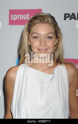 NEW YORK - OCTOBER 29: Gigi Hadid arrives on the red carpet at the Sprout by HP and HP Multi Jet Fusion 3D Printer Launch event on October 29, 2014 in New York City.   People:  Gigi Hadid Stock Photo