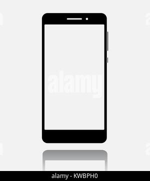 Smartphone flat icon, cellphone pictogram in trendy style with reflection shadow isolated on white background. Vector illustration. Stock Vector
