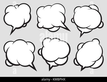 Collection of comic style vector speech bubbles with white fill and thick border. Stock Vector