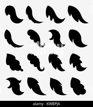 Set of stylized decorative black leaves silhouettes, icons for your design. Vector illustration Eps 10. Stock Vector