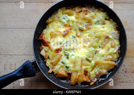 Fritatta (Spanish omelette) made from Christmas dinner leftovers. Stock Photo