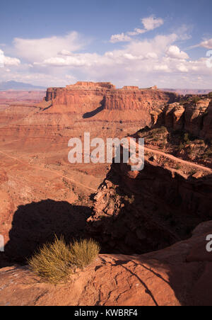 Deep valleys and high buttes cut out by the Colorado River in Canyonlands Utah Stock Photo