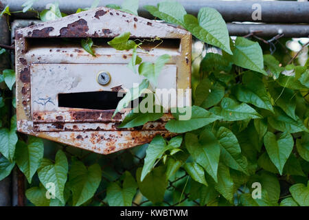 Ancient rusty post box for letters Stock Photo