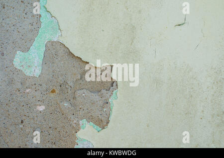 Wall with peeling paint, paint problem. Inadequate paint system, water infiltration. Stock Photo
