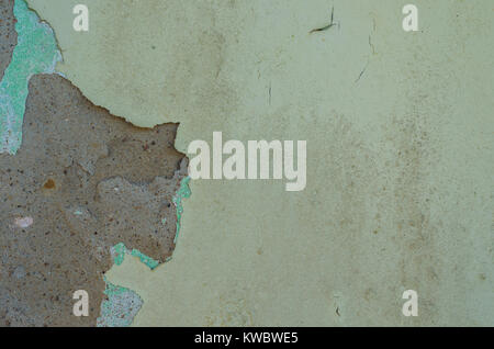 Wall with peeling paint, paint problem. Inadequate paint system, water infiltration. Stock Photo