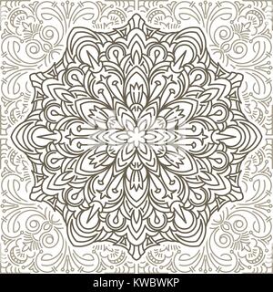 Doodle flower eamless pattern in brown tones. Vector decorative background in ethnic Indian style for coloring book, design of textile, bags, product  Stock Vector