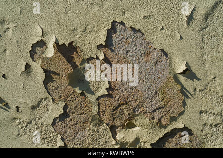 Wall with peeling paint, paint problem. Inadequate paint system, water infiltration. Stock Photo