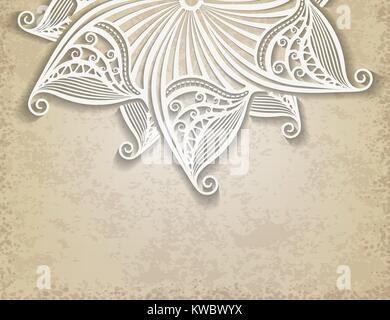 Vintage vector background with half of lace decorative elements - mandala. Stock Vector