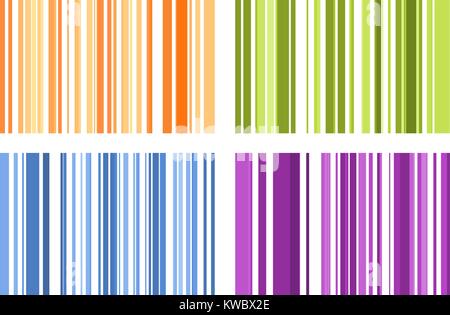 Set of four seamless bright full color stripe patterns. Vector illustration for your design. Stock Vector