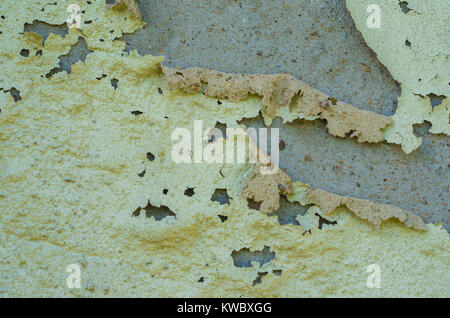 Wall with peeling paint, paint problem. Inadequate paint system, water infiltration. Stock Photo