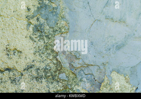Wall with peeling paint, paint problem. Inadequate paint system, water infiltration. Stock Photo