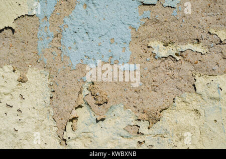 Wall with peeling paint, paint problem. Inadequate paint system, water infiltration. Stock Photo