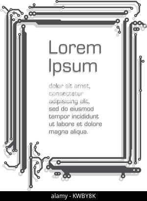 Background in PCB-layout style, decorative technique frame with empty space for Your text Stock Vector