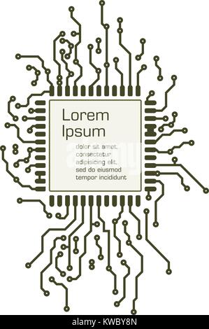 Background in PCB-layout style, decorative technique frame with empty space for Your text Stock Vector